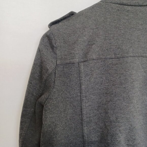 LOVE TREE Gray Cotton Blend Stretch Moto Neutral Jacket Women's Medium Coat Top - Picture 7 of 12